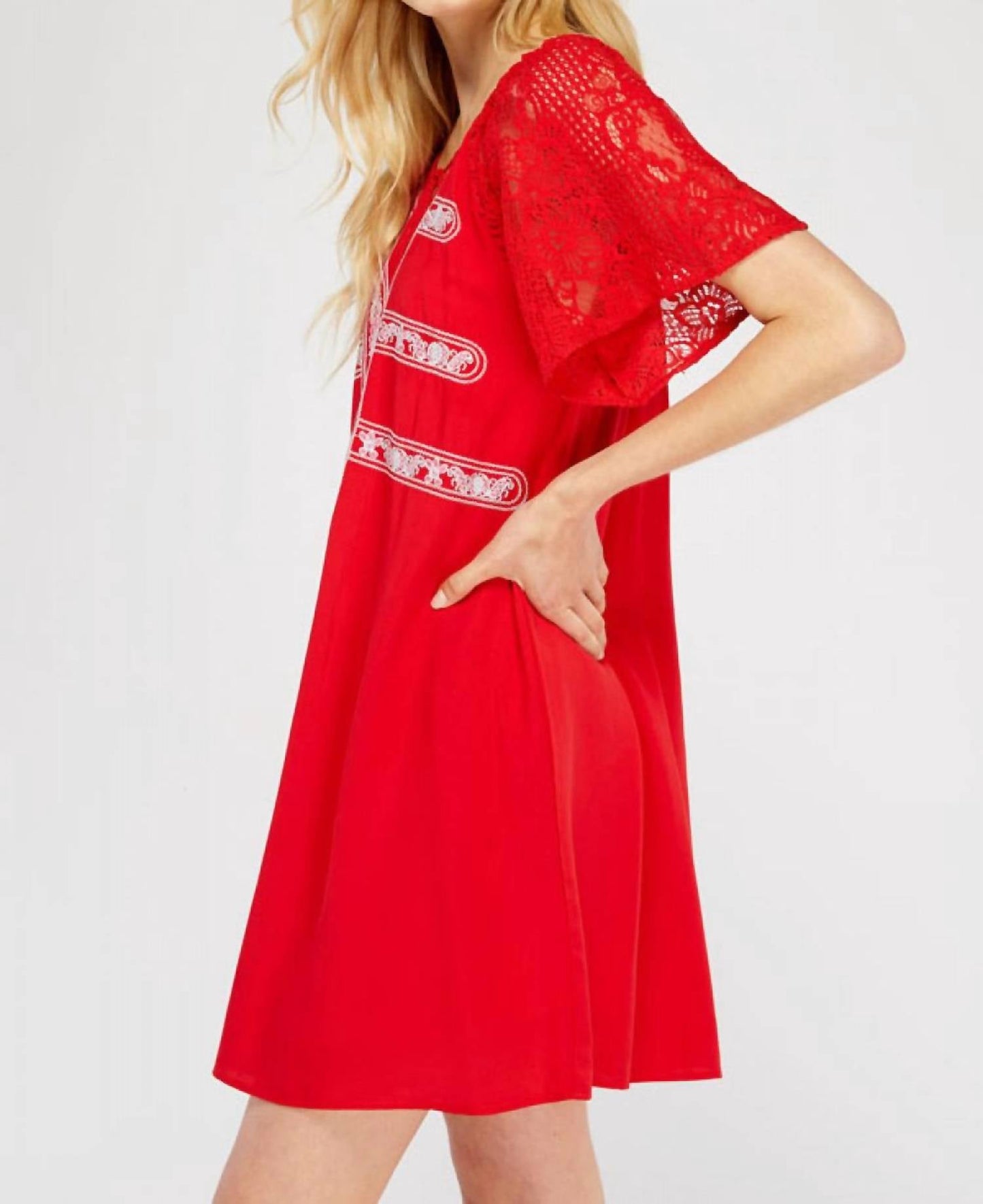 Entro - Lace & Embroidered Mini Dress