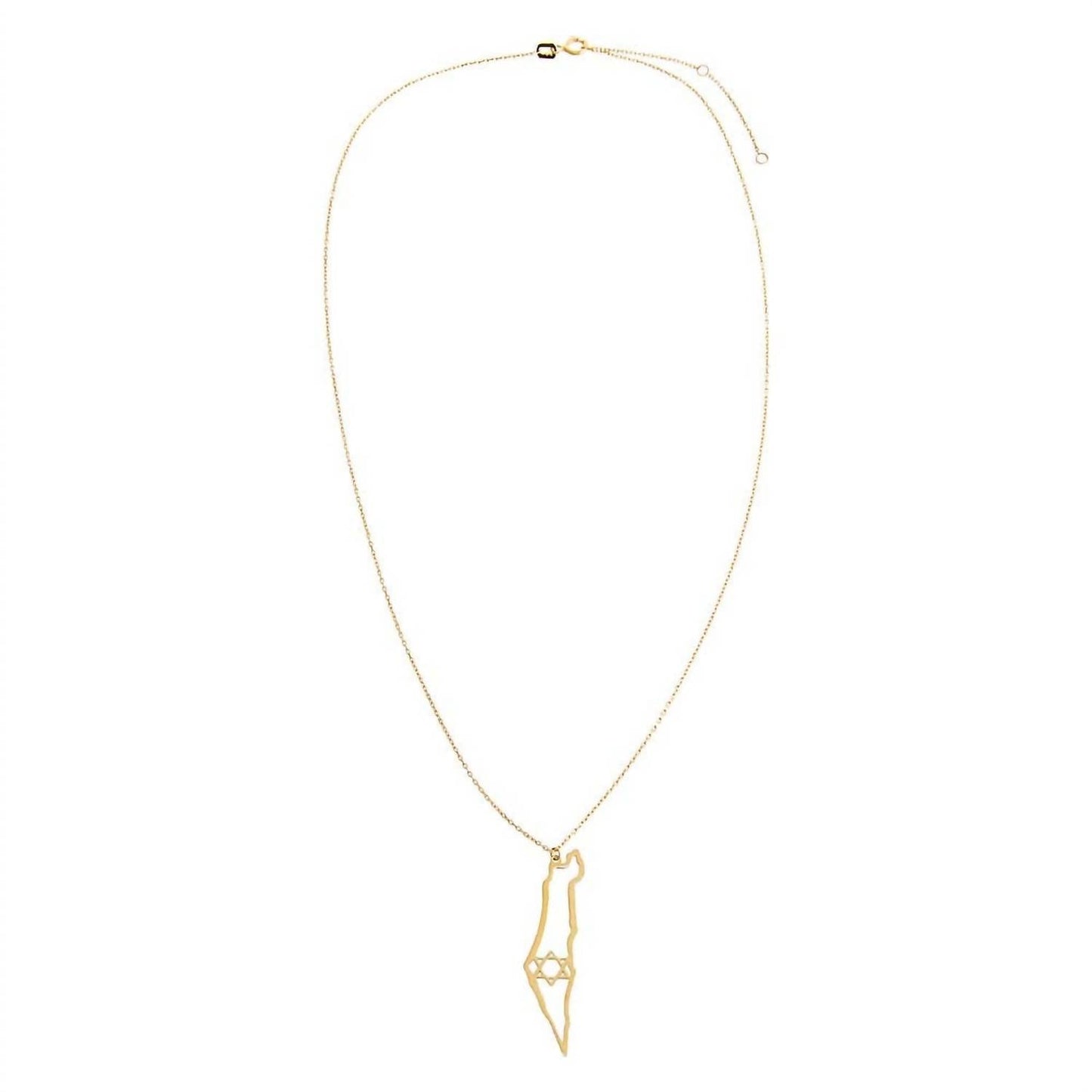 Adina Eden - Cutout Star Of David Map Of Israel Necklace 14K