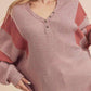 Aemi + Co - Fern Lightweight Patch Henley Sweater