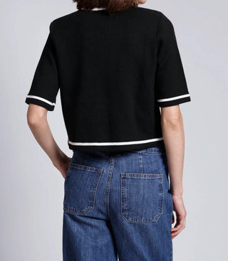 Minnie Rose - Short Sleeve Tipped Cropped Jacket