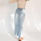 Recollection Brand - Frayed Hem Asymmetrical Stretch Denim Maxi Skirt