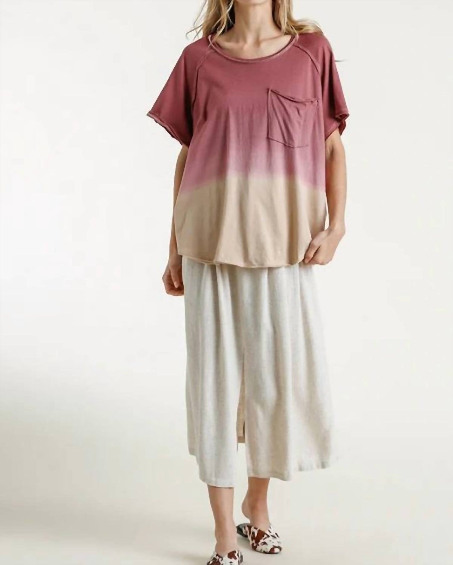 Umgee - Dip Dye Raw Edged Top