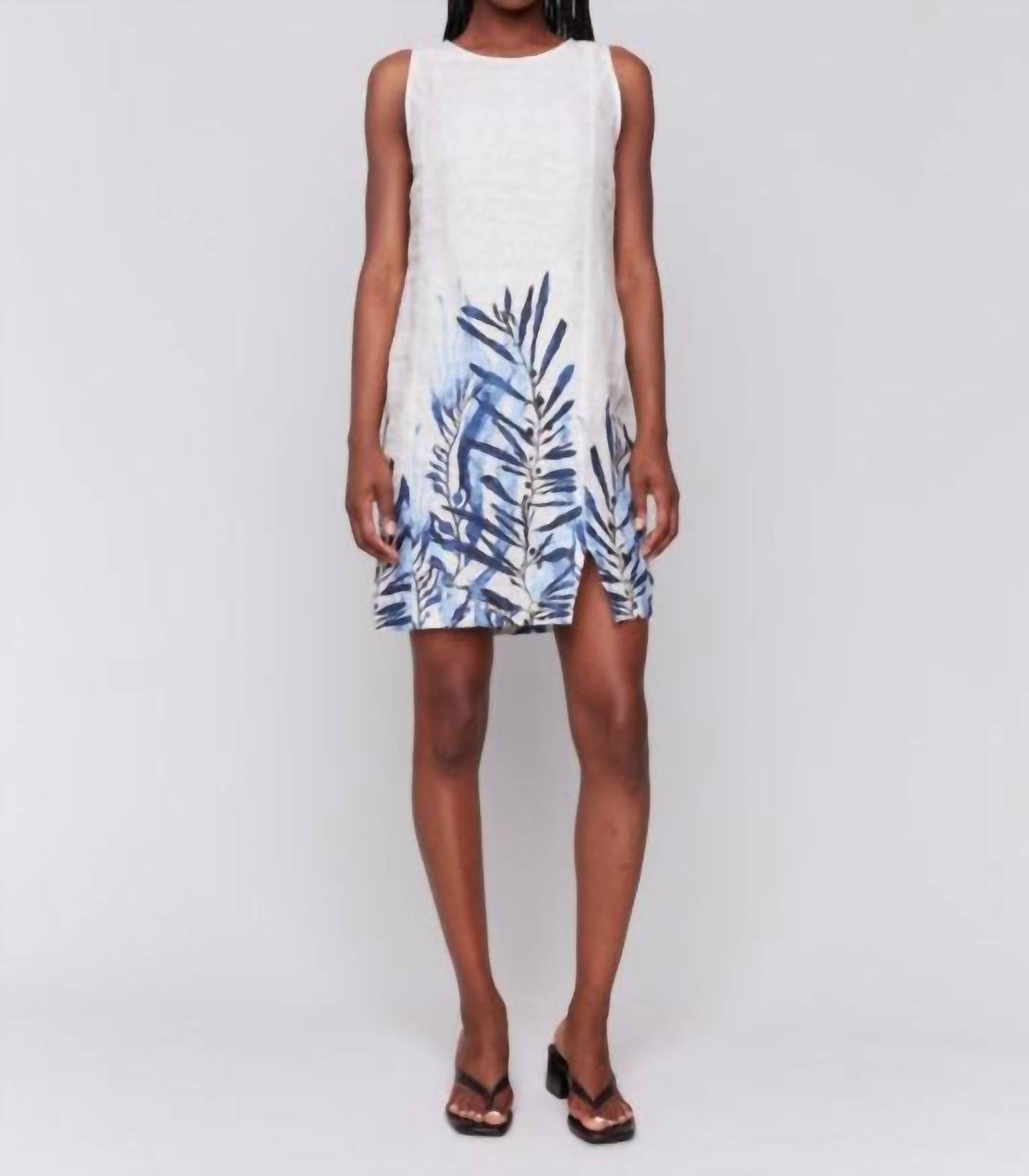 Charlie B - Printed Sleeveless Linen Blend Dress
