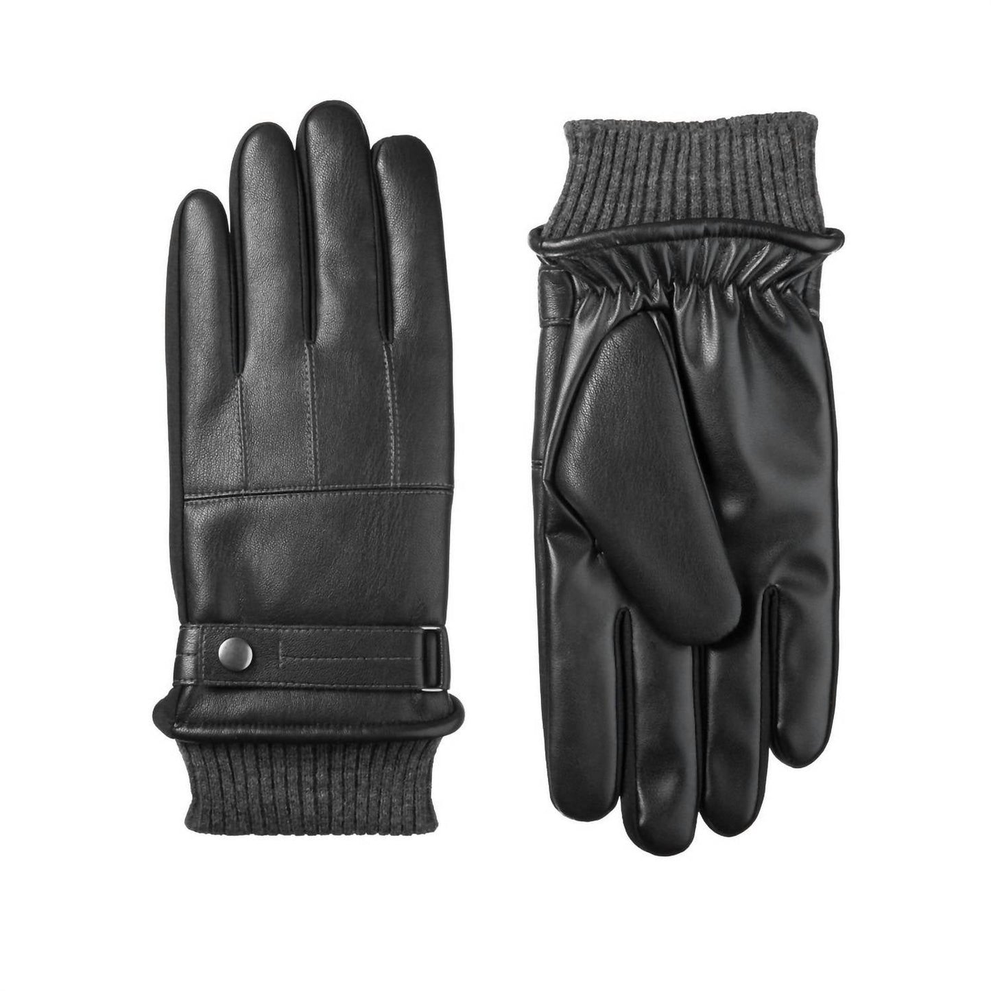 Isotoner - Men's Faux Leather Sleek Heat Winter Gloves