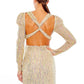 Ieena For Mac Duggal - Metallic Puff Sleeve Front Twist Cut-out Gown