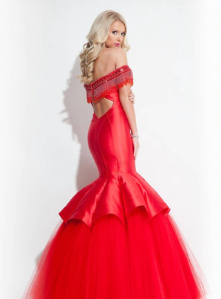 Rachel Allan - Beaded Mikado Prom Gown With Soft Tulle