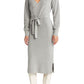 Chelsea28 Long Sleeve Faux Wrap Sweater Dress in Grey Medium Heather