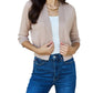 Doublju - Full Size 3/4 Sleeve Cropped Cardigan
