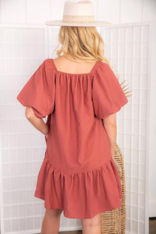 Entro - Autumn Puff Sleeve Mini Dress