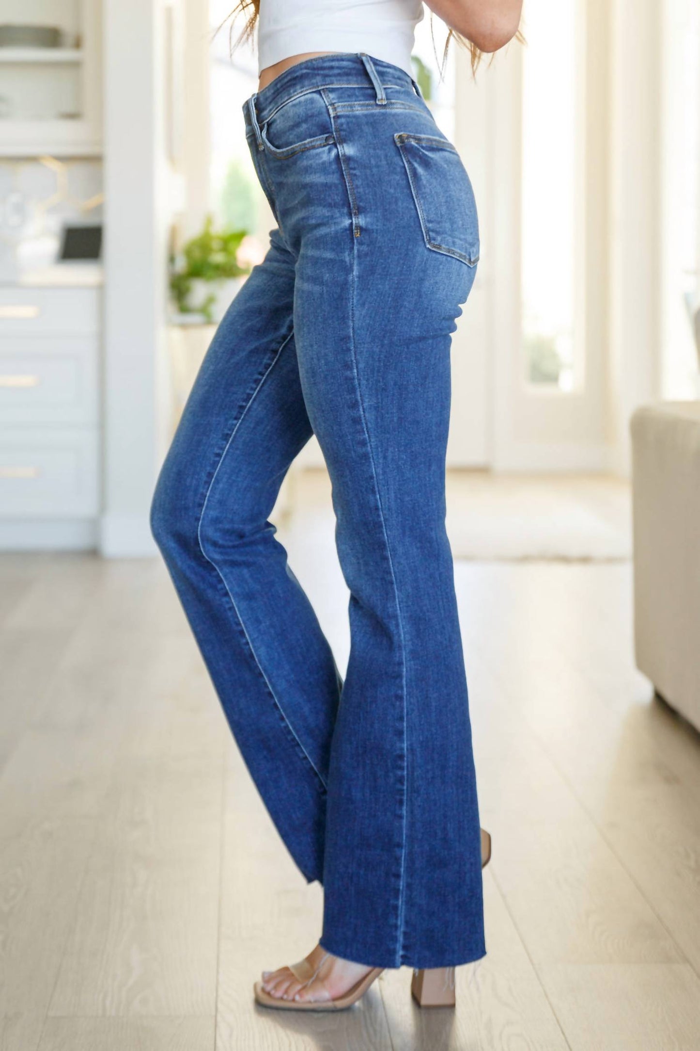 Judy Blue - Mid Rise Raw Hem Bootcut Jeans
