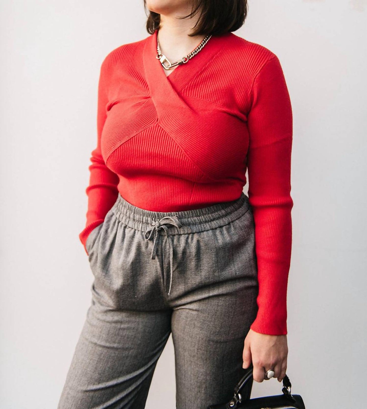 Steve Madden - Crossover Ribbed Sweater