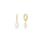 Eklexic - Women's Cz Huggie Hoops With Pearl Drop Earrings