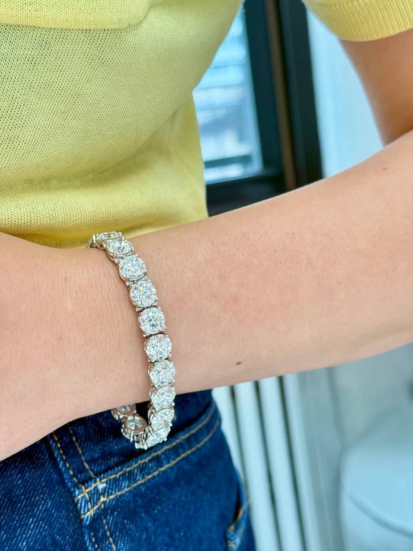 Diana M Jewels - Lab Grown 42.00 Cts Diamond Round Tennis Bracelet