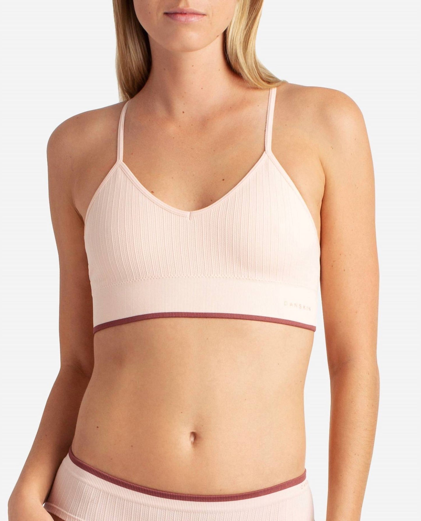 Danskin - Women's 3-pack Seamless Braid Texture Bralette With Contrast Line