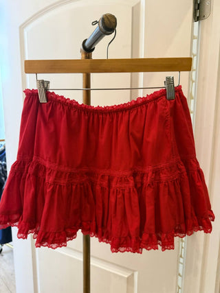 Lena - Lace Trim Detail Flare Mini Skirt