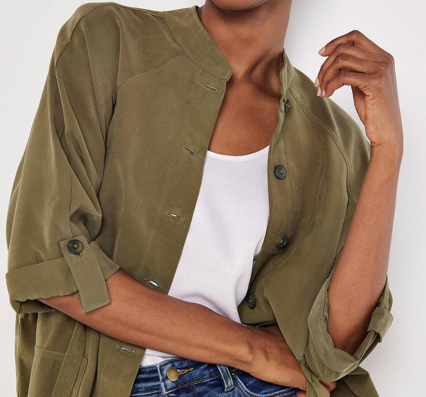 Apricot - Drawstring Shirt Batwing Dress