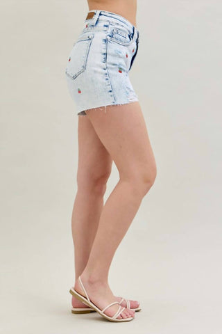 Judy Blue - Cherry Embroidery Short