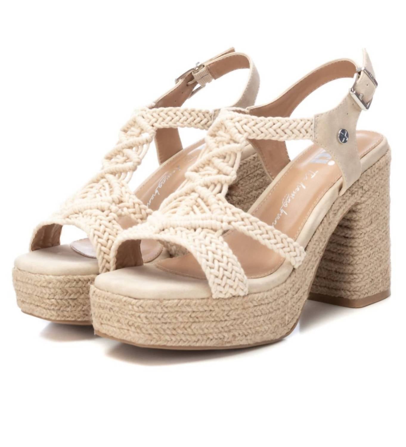 Xti - WOMEN'S HEELED JUTE PLATFORM SANDALS