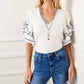 Karen Kane - Women's Embroidered Flutter Sleeve Top