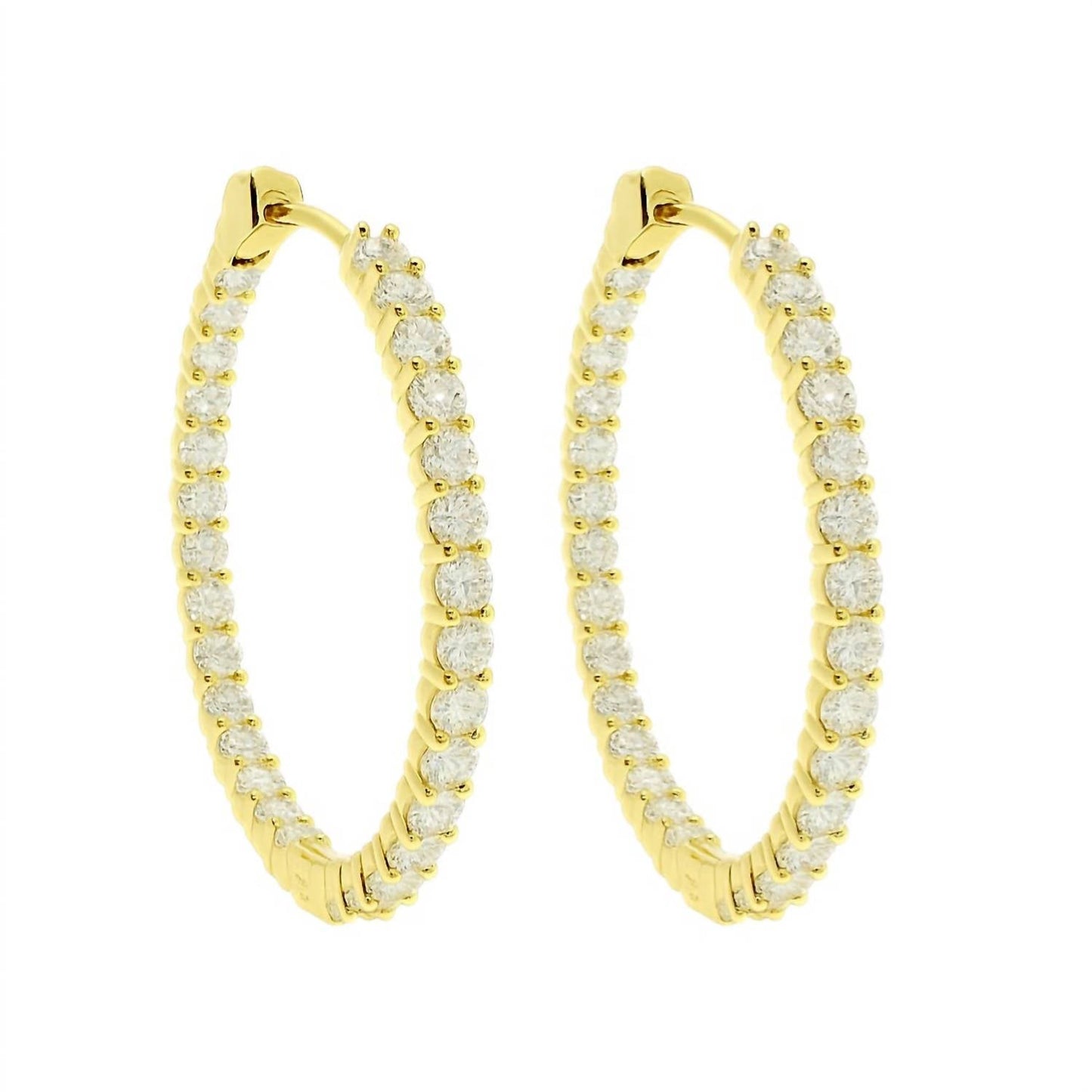 Allyanna Gifts - Women's Sterling Silver Moissanite Inside Out Hinged Hoop Earrings