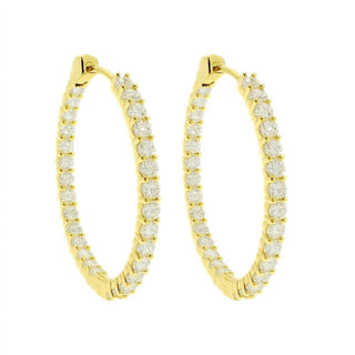 Allyanna Gifts - Women's Sterling Silver Moissanite Inside Out Hinged Hoop Earrings