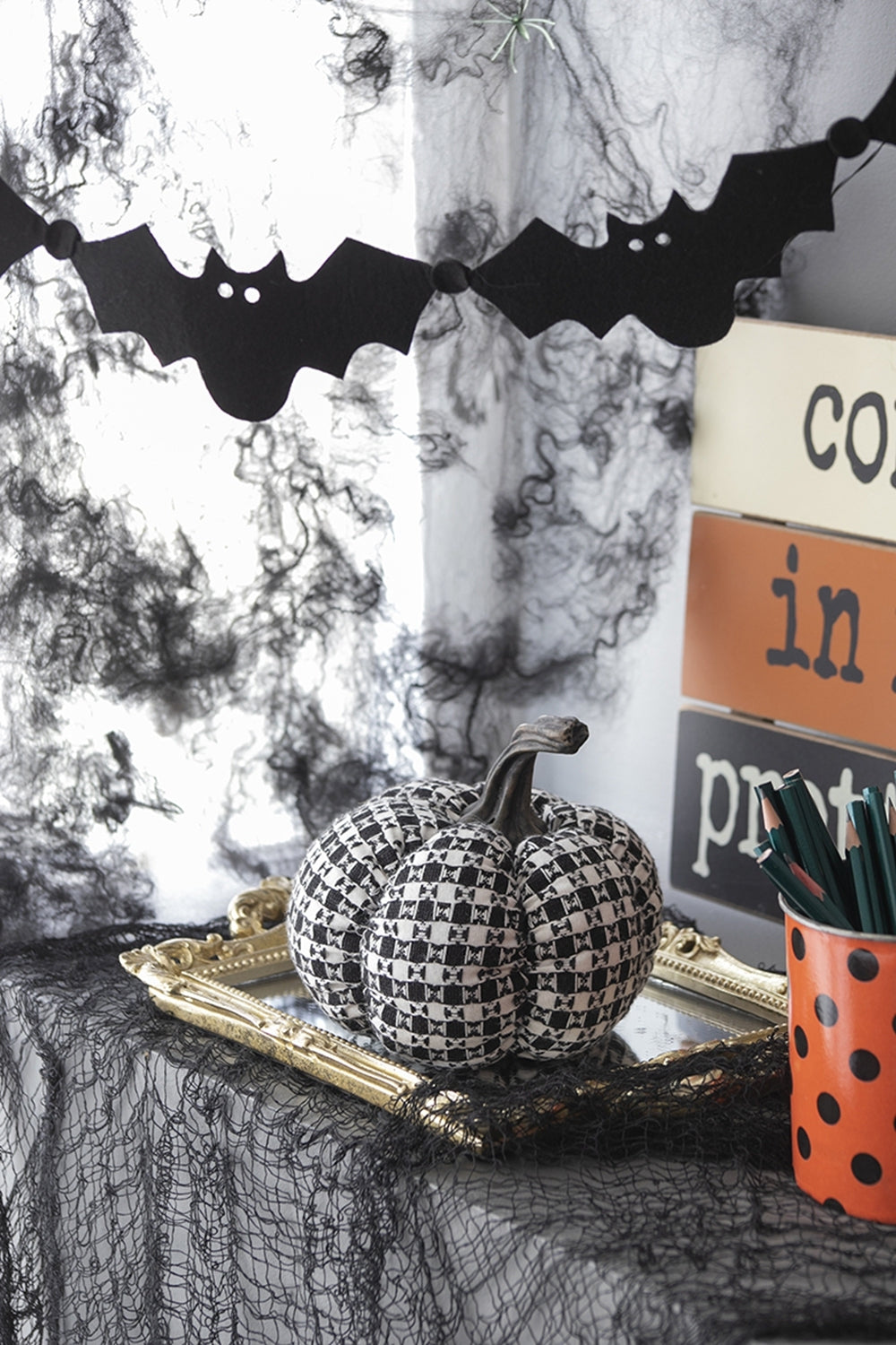 Set of Two Farmhouse Plaid Fabric Pumpkins by Bruce