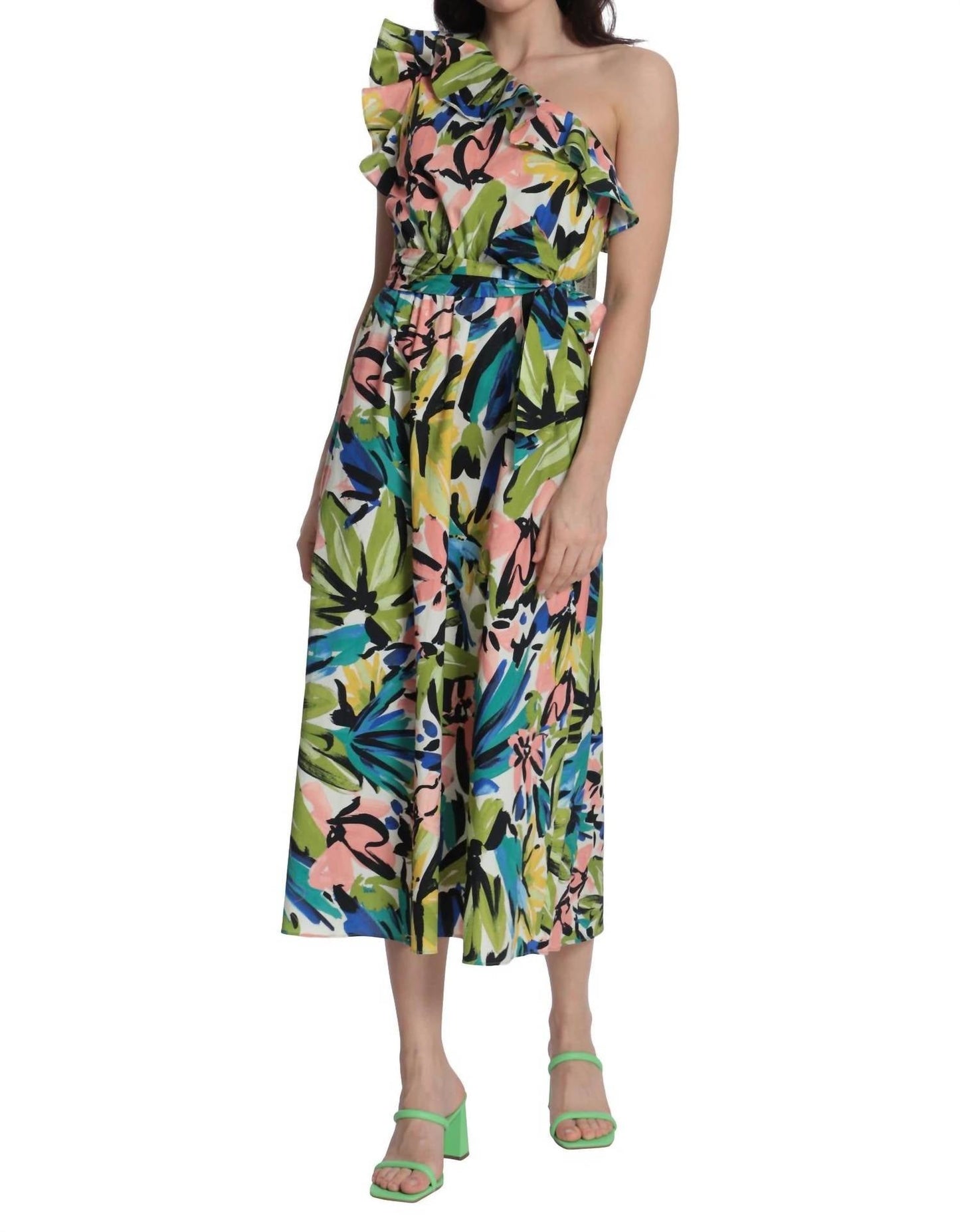 Donna Morgan - Floral One Shoulder Midi Dress