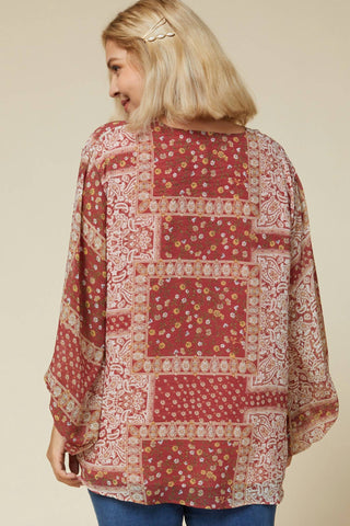 Entro - Paisley Print Blouse - Plus