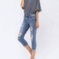 Judy Blue - Mid-rise Destroyed Capri Jeans - Plus