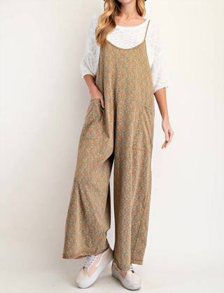 Easel - Floral Print Cotton Jersey Romper