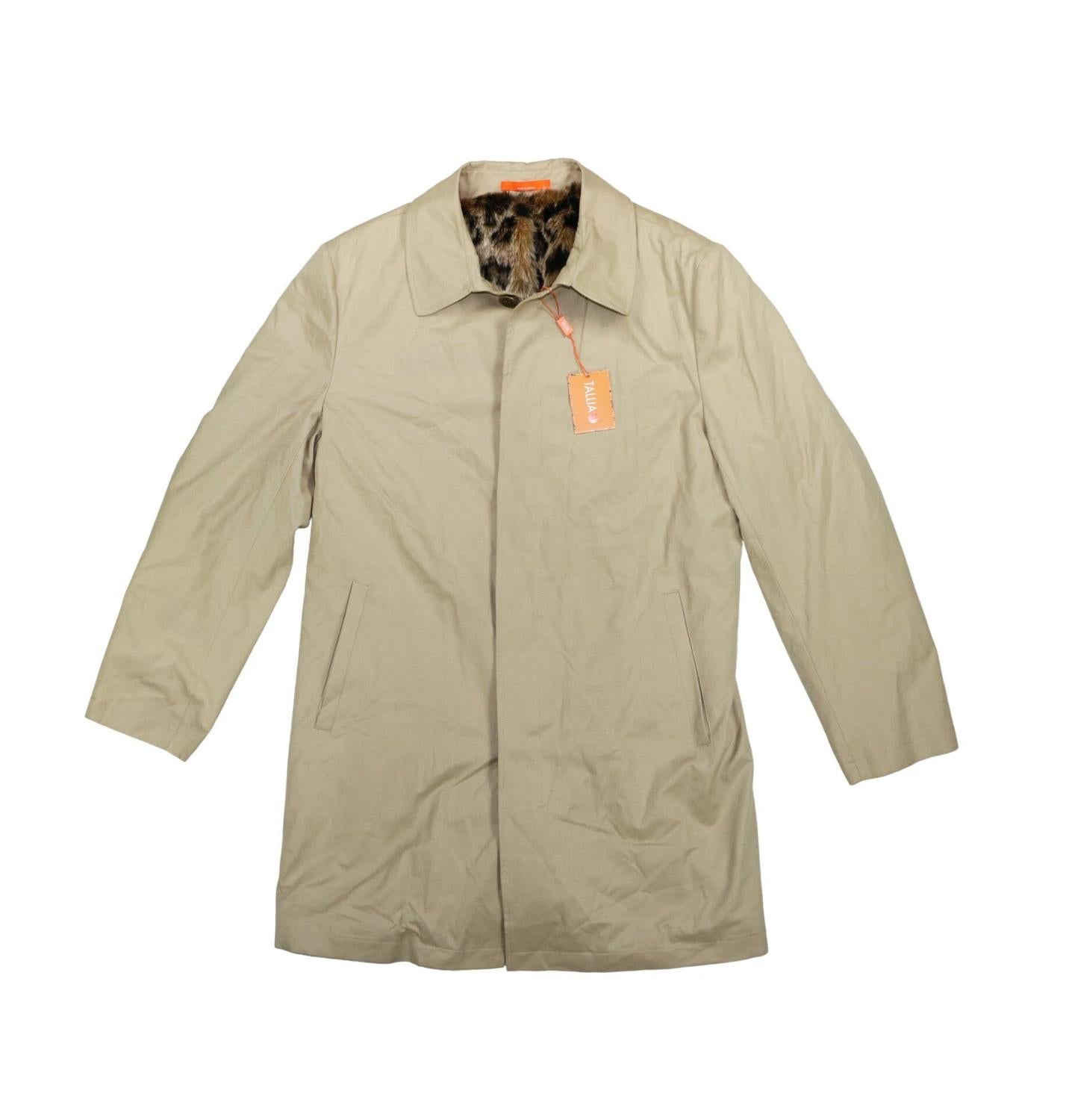 Tallia - Men's Slim Fit Faux Fur Lined Raincoat Jacket