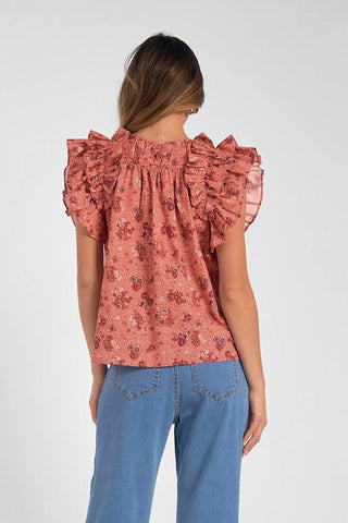 Elan - Short Sleeve Tie Front Blouse