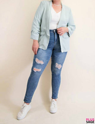 Kori - Long Sleeve Button Blazer - Plus