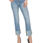 Risen - High Rise Crop Straight Cuffed Slim Jeans