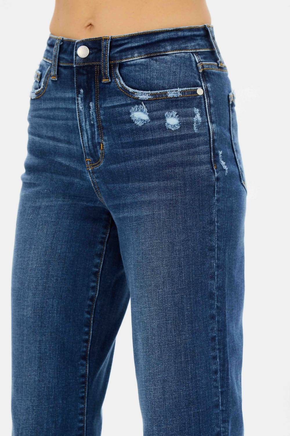 Judy Blue - High Waist Ripped Pocket Wide Leg Jeans