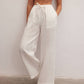 Le Cle - Ivory Wide Leg Linen Pants