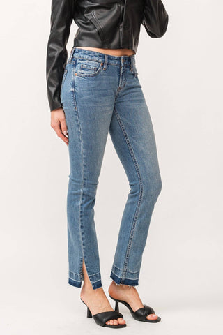 Dear John Denim - Playback Mid-Rise Slit Hem Slim Straight Jeans