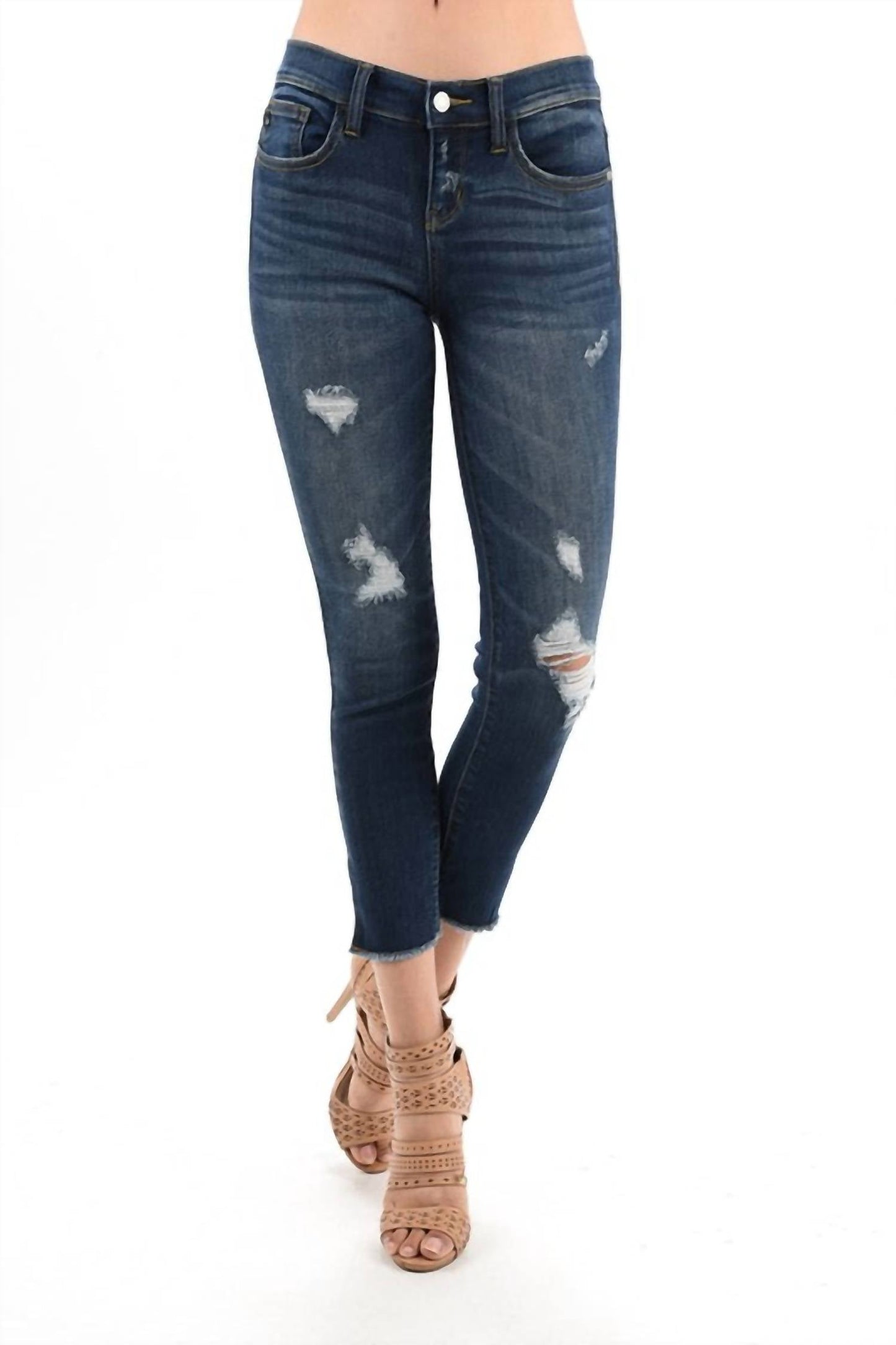 Judy Blue - Bootyfull Distressed Side Slit Skinny Jeans - Plus