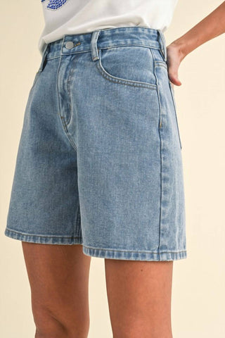 Anniewear - Stretch High Waist Mom Denim Shorts