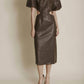Aureum - Vegan Leather Cut Out Midi Dress