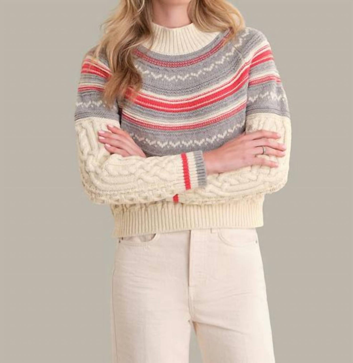 525 America - Ayana Cable Pullover With Pattern Yoke