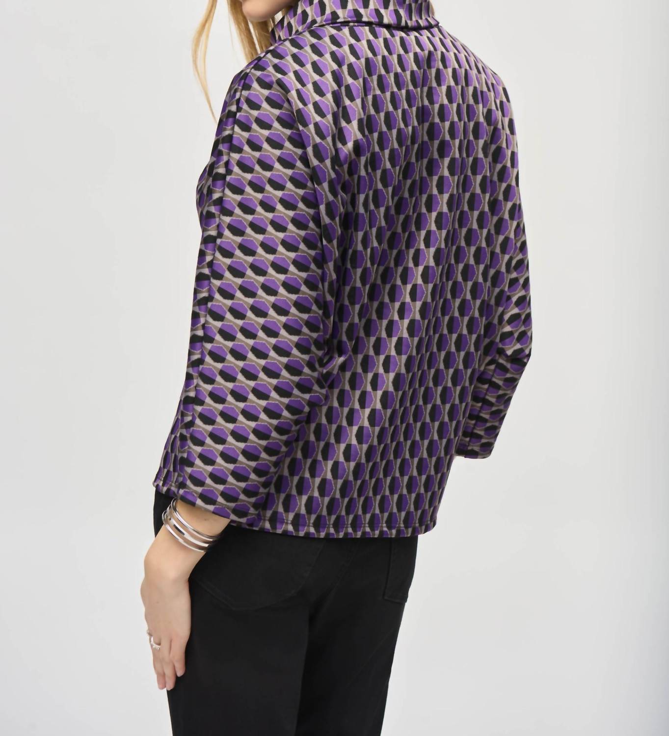 Joseph Ribkoff - Geometric Jacquard Cowl Neck Top