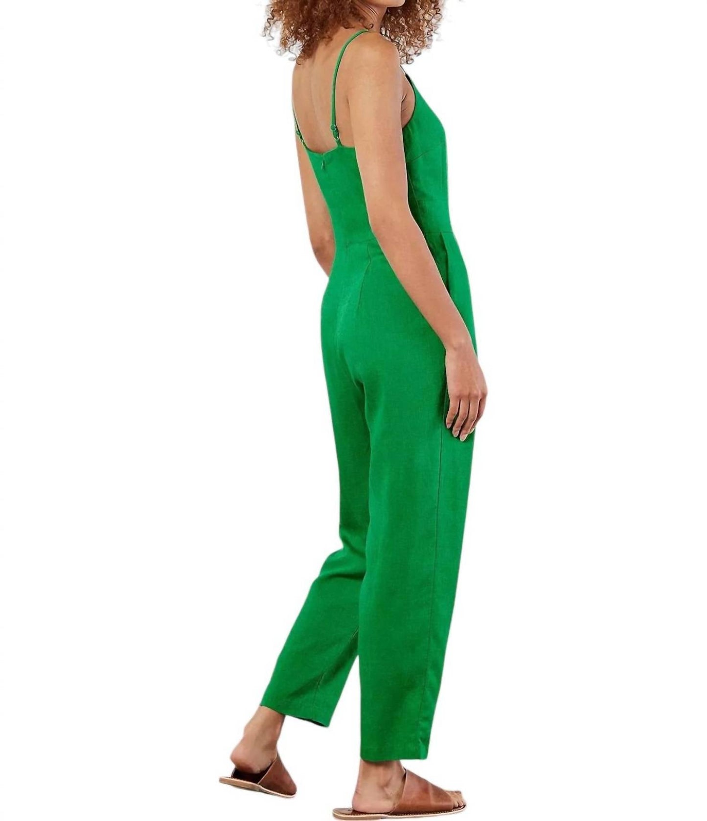 Apricot - Linen Mix Pleat Detail Cami Jumpsuit