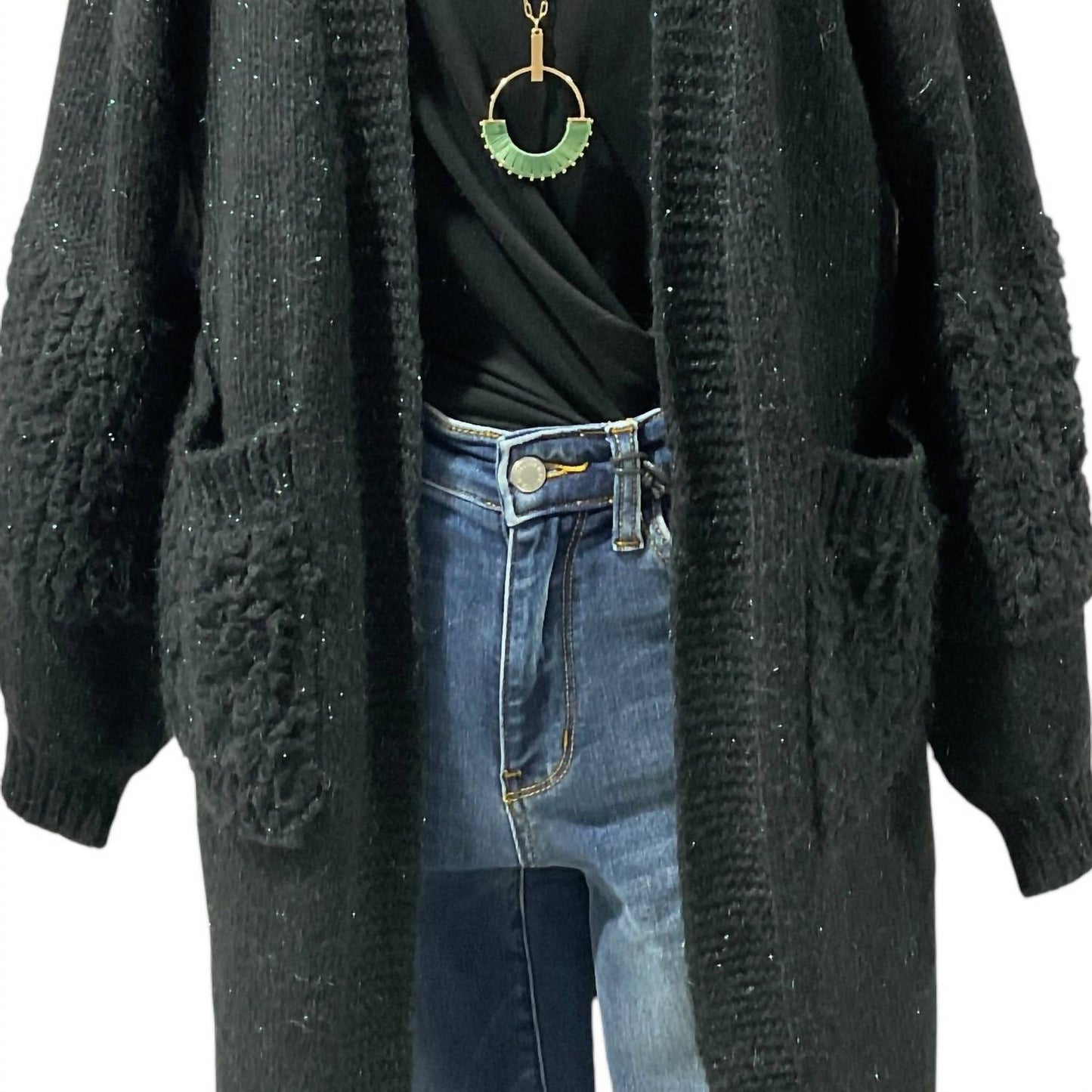 Deloache - Women's Fuzzy With Sparkle Detail Cardigan