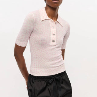 Ganni - Women's Sheer Printed Polo Top
