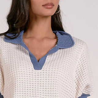 Elan - Trim Crocheted Sweater