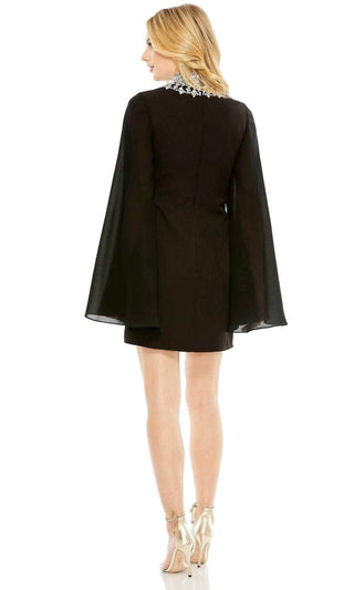 Ieena For Mac Duggal - Rhinestone Neck Cocktail Dress Kimono Sleeve