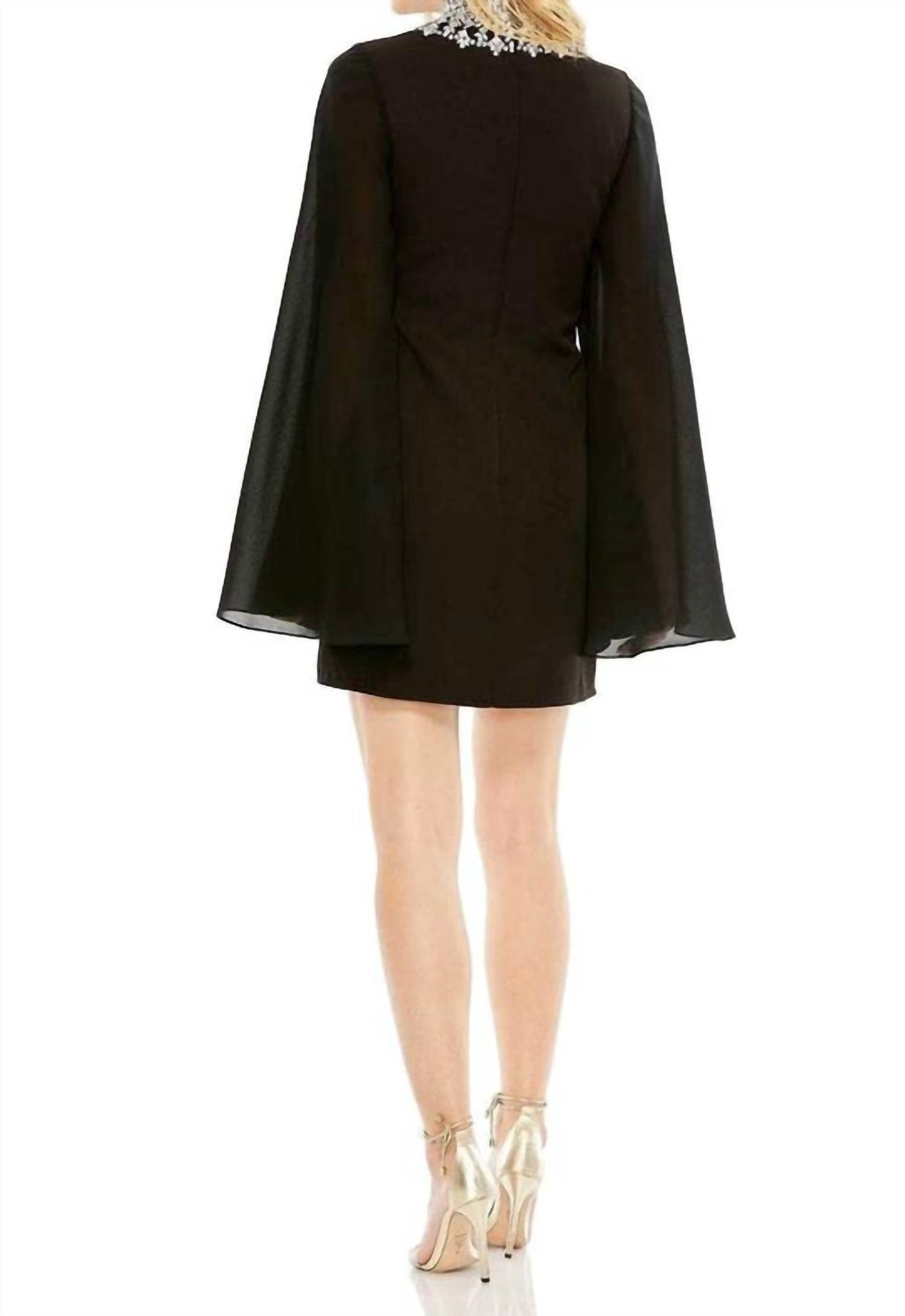 Ieena For Mac Duggal - Rhinestone Neck Cocktail Dress Kimono Sleeve