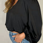Kld. Signature - Washed Satin V-neck Bubble Hem Blouse