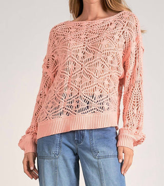 Elan - Crochet Boat Neck Sweater